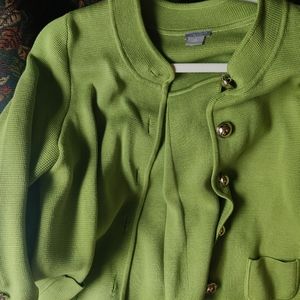 (Size LP) Green Ann Taylor Cardigan